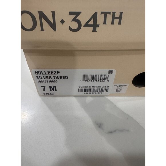 Millee2F Silver Tweed Pointed-Toe Flats With Embellished Bow By On 34th Size 7M - Picture 3 of 5